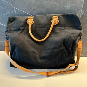 GAP Black Tote Bag with Tan Straps